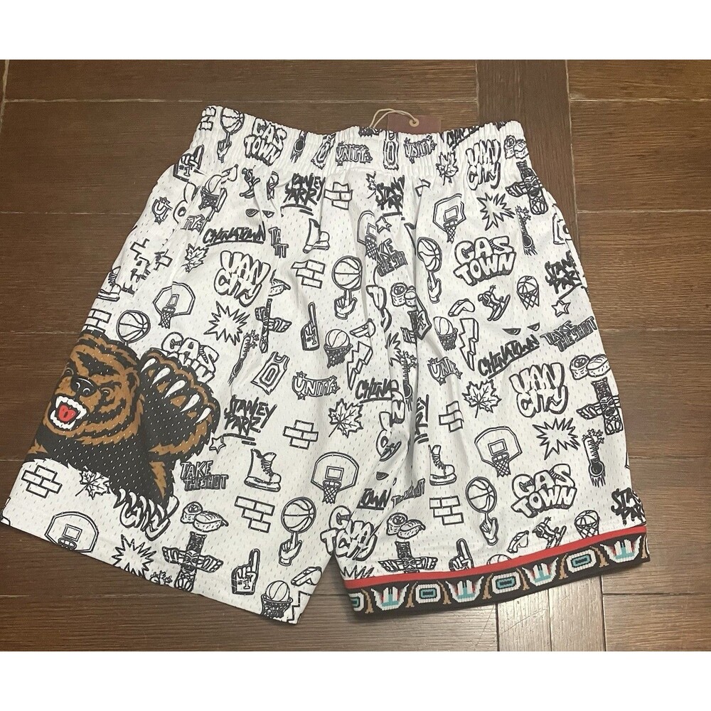 Men’s Sz L MITCHELL & NESS NBA DOODLE SWINGMAN SHORTS VANCOUVER GRIZZLIES NWT - Picture 2 of 4